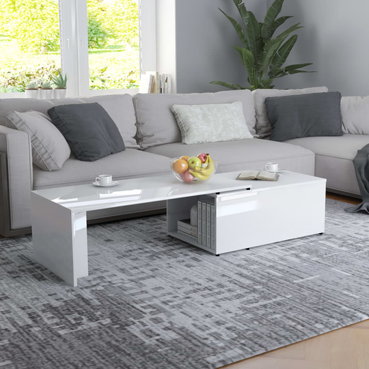 vidaXL Soffbord vit högglans 150x50x35 cm spånskiva