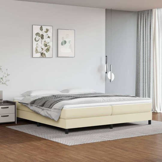 vidaXL Ramsäng gräddvit 200x200 cm konstläder