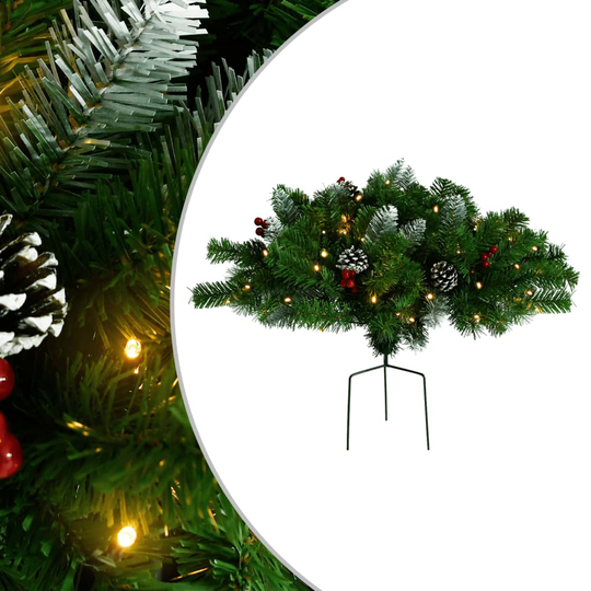vidaXL Konstgjord julgran med lysdioder grön 40 cm PVC