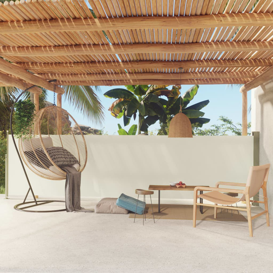 vidaXL Infällbar sidomarkis 140x500 cm gräddvit