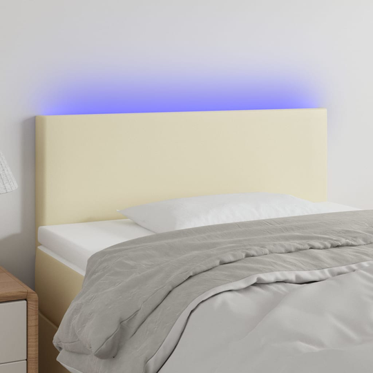 vidaXL Huvudgavel LED gräddvit 90x5x78/88 cm konstläder