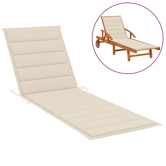 vidaXL Solsängsdyna gräddvit 200x70x3 cm tyg