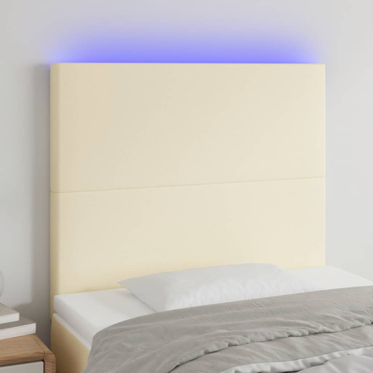 vidaXL Huvudgavel LED gräddvit 80x5x118/128 cm konstläder